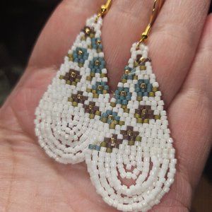 Handmade Beaded Cascading Floral Looped Fringe Earrings